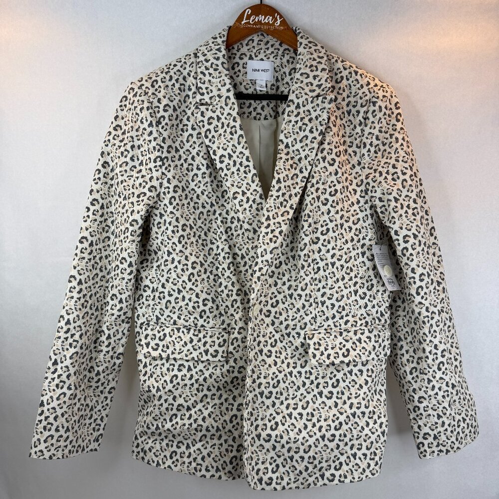 Nine West Leopard Print Blazer Jacket New With Tags Size 14